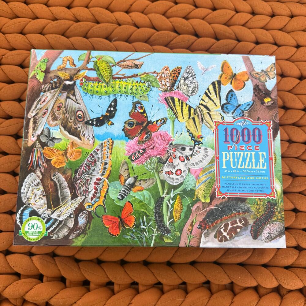 RARE Eeboo 1000 Piece Jigsaw Puzzle Butterflies & Moths